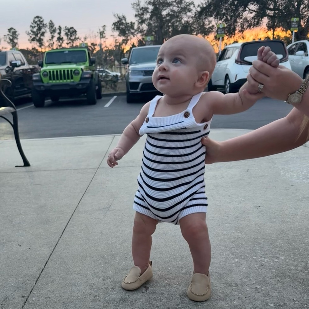 Janie and Jack Black and White Striped Bodysuit